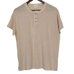 Bohme Womens Cream Semi Sheer Short Sleeve Pullover Rayon Poly Top XL Shirt